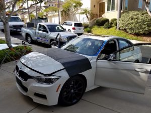 bmw with new windshield angled