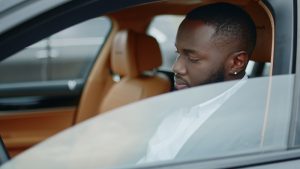 Businessman with side windshield