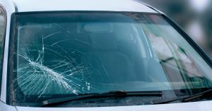 front cracked windshield