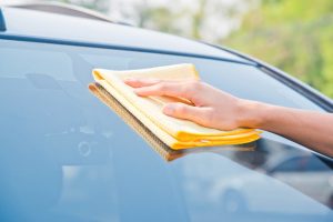 cleaning a windshield